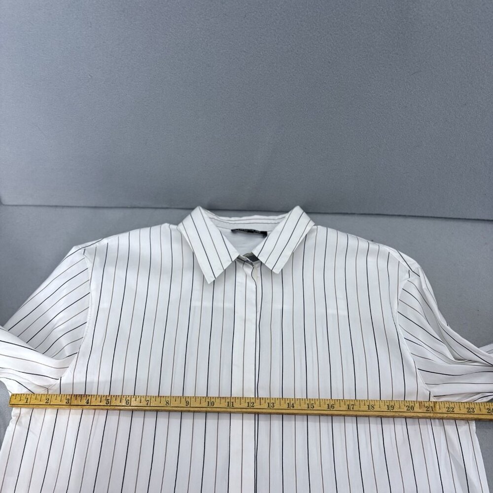 Lafayette 148 Womens SZ Large Button Up 3/4 Sleeve Striped *Read* Professional - Picture 8 of 12